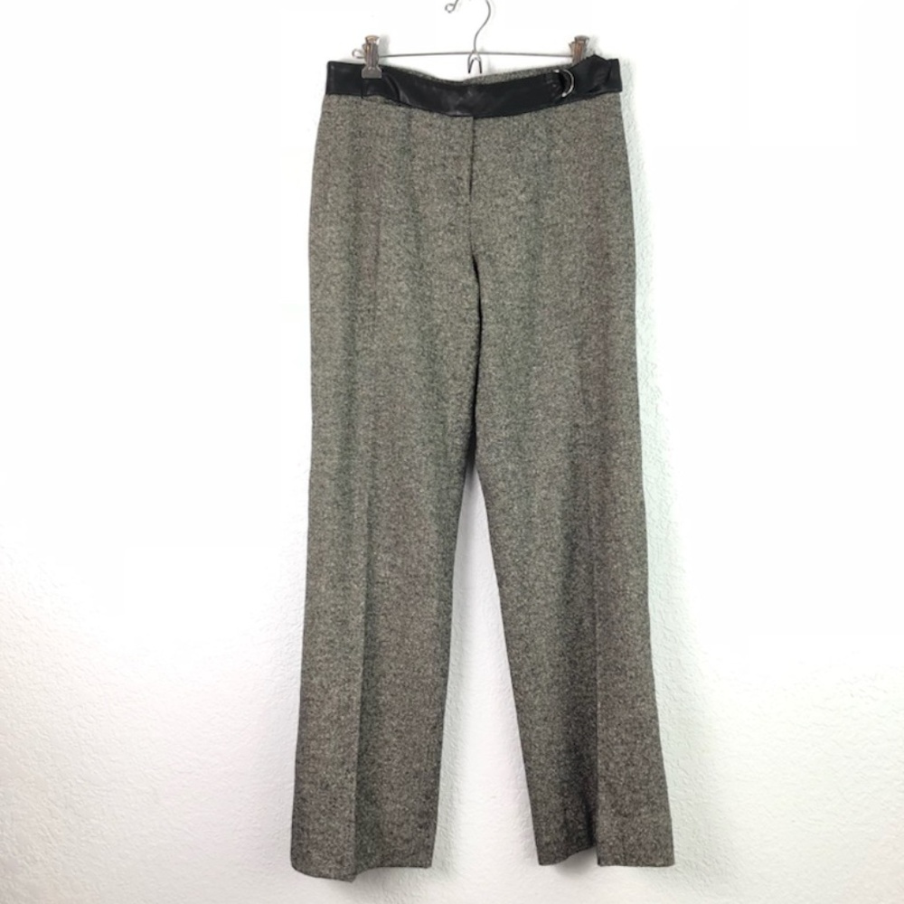 Anthropologie Herringbone Tweed Wide Leg Wool Silk